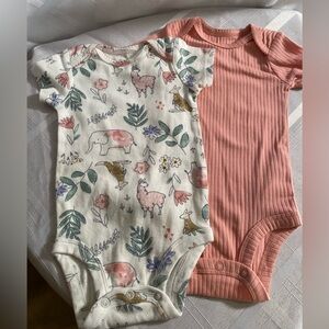 Just One You By Carters 2 Baby Girls Onesie's Pink & Zoo Animals. Various Sizes